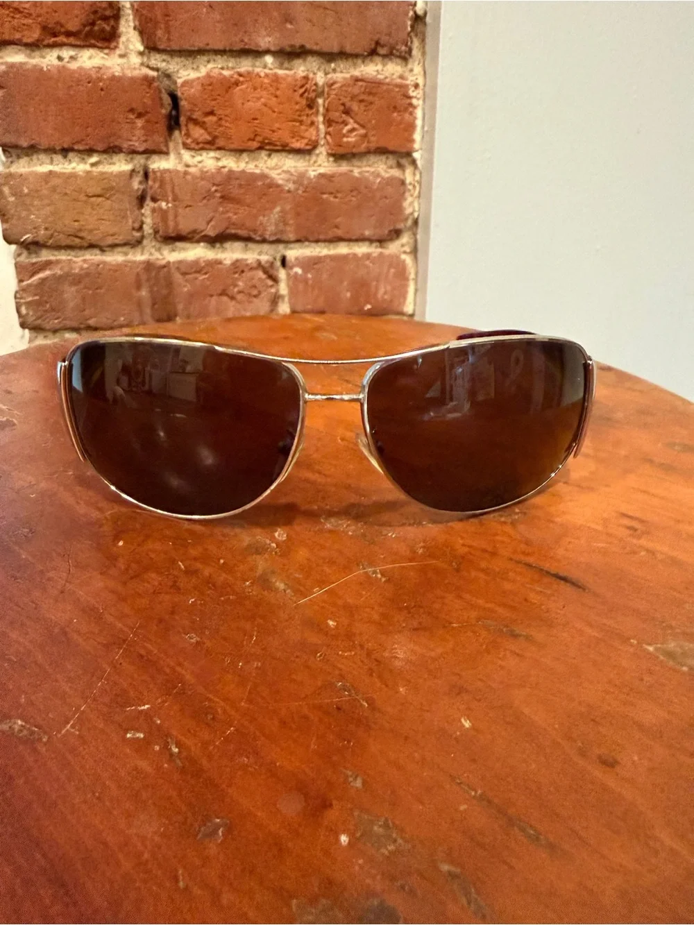 VTG Prada SPR 75G Shield Aviator Sunglasses Silver Brown Tortoise Made In Italy